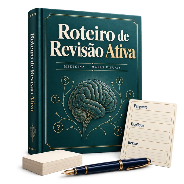 Mockup digital de Roteiro de Revisão Ativa, com cartão de demonstração de uso.
